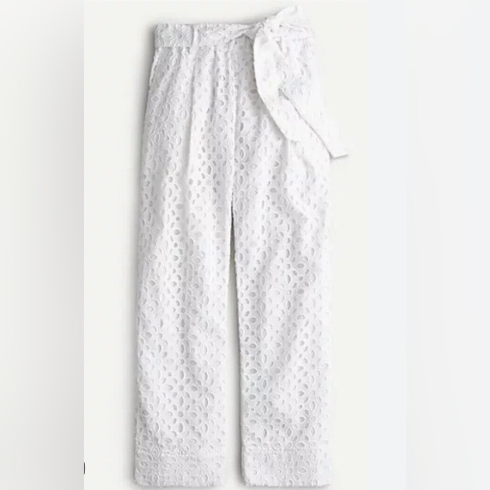 Tie-waist eyelet pant size 2 white